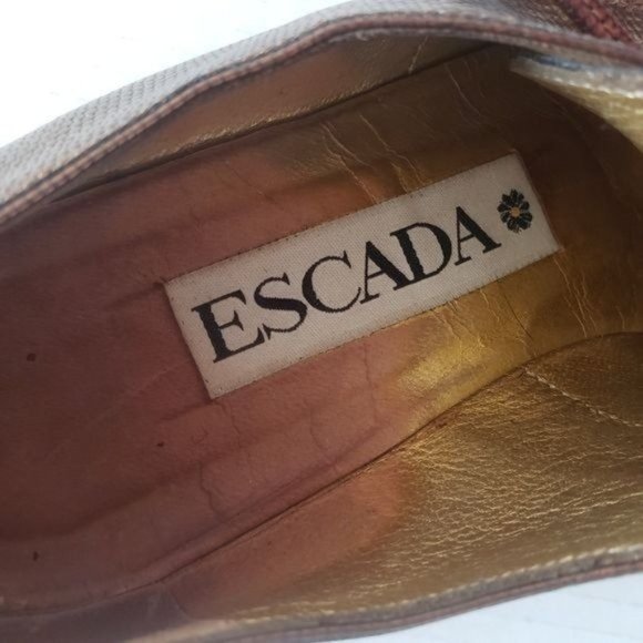 ESCADA Bronze Leather Lace up shoes size 6.5 - Picture 4 of 14
